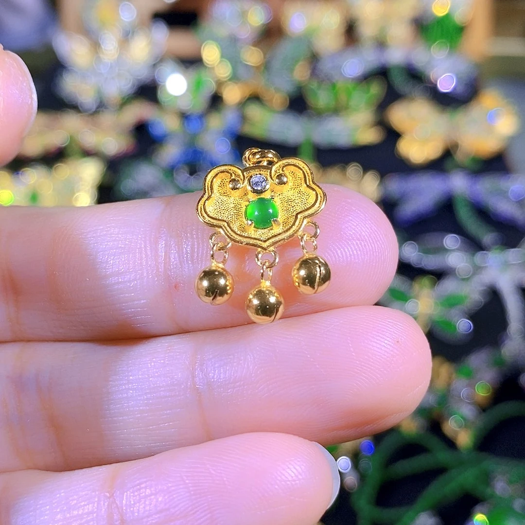 吊坠(不含链)银S925镶嵌翡翠