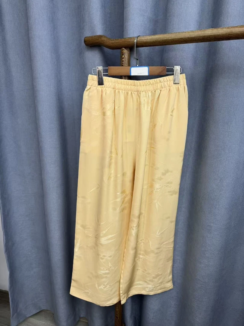 （瑕疵）秋季新款简约百搭宽松桑蚕丝直筒长裤女H210