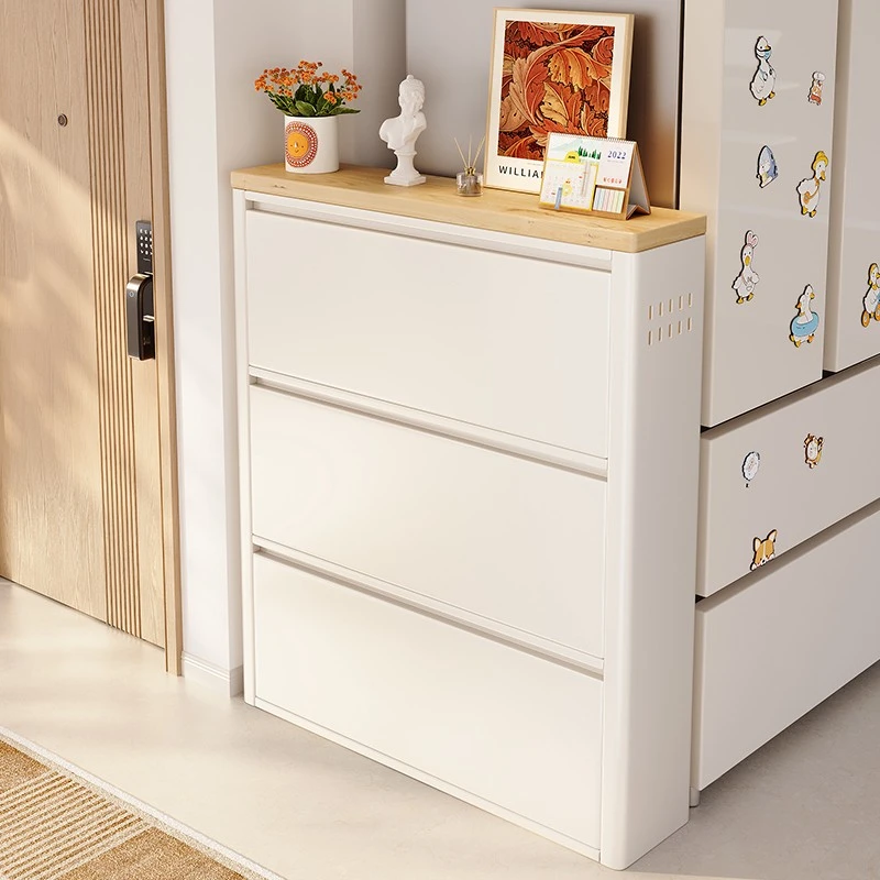 帅仕超薄钢制翻斗鞋柜家用门口室内一体靠墙入户玄关柜大容量鞋架