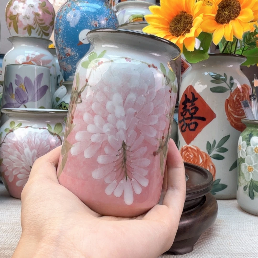景德镇陶瓷手绘花瓶无孔