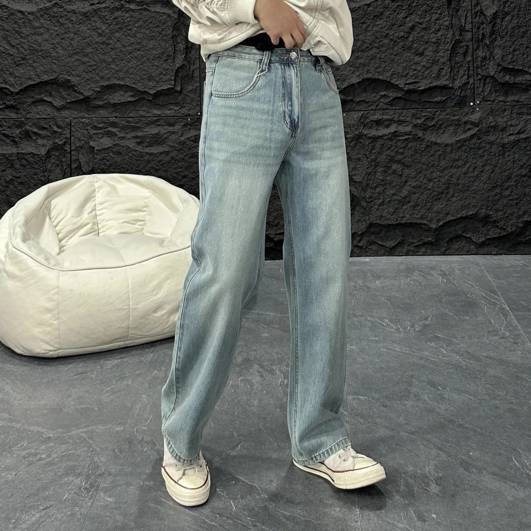 【高级感】2025春夏男士直通百搭莱赛尔水洗美式做旧牛仔裤