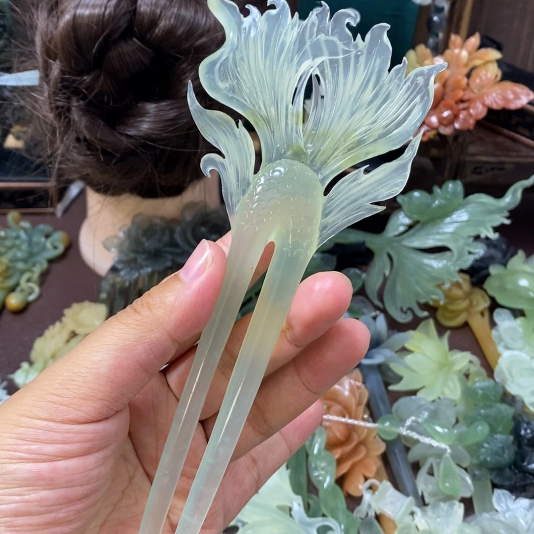 蛇纹石玉未镶嵌发饰