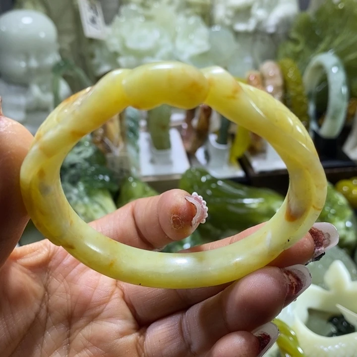 岫玉未镶嵌岫玉手镯57圈口