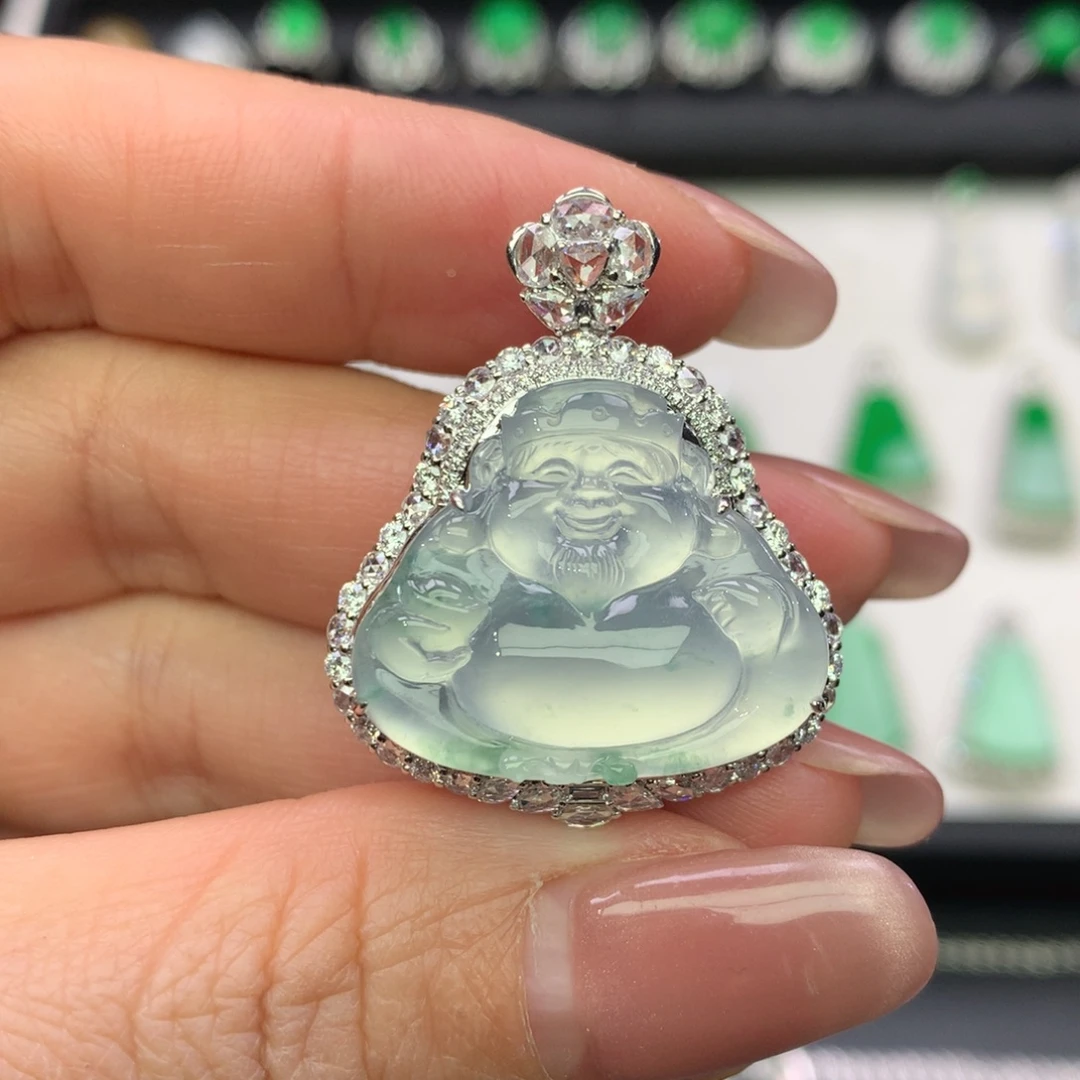 翡翠18K金镶嵌吊坠(不含链)