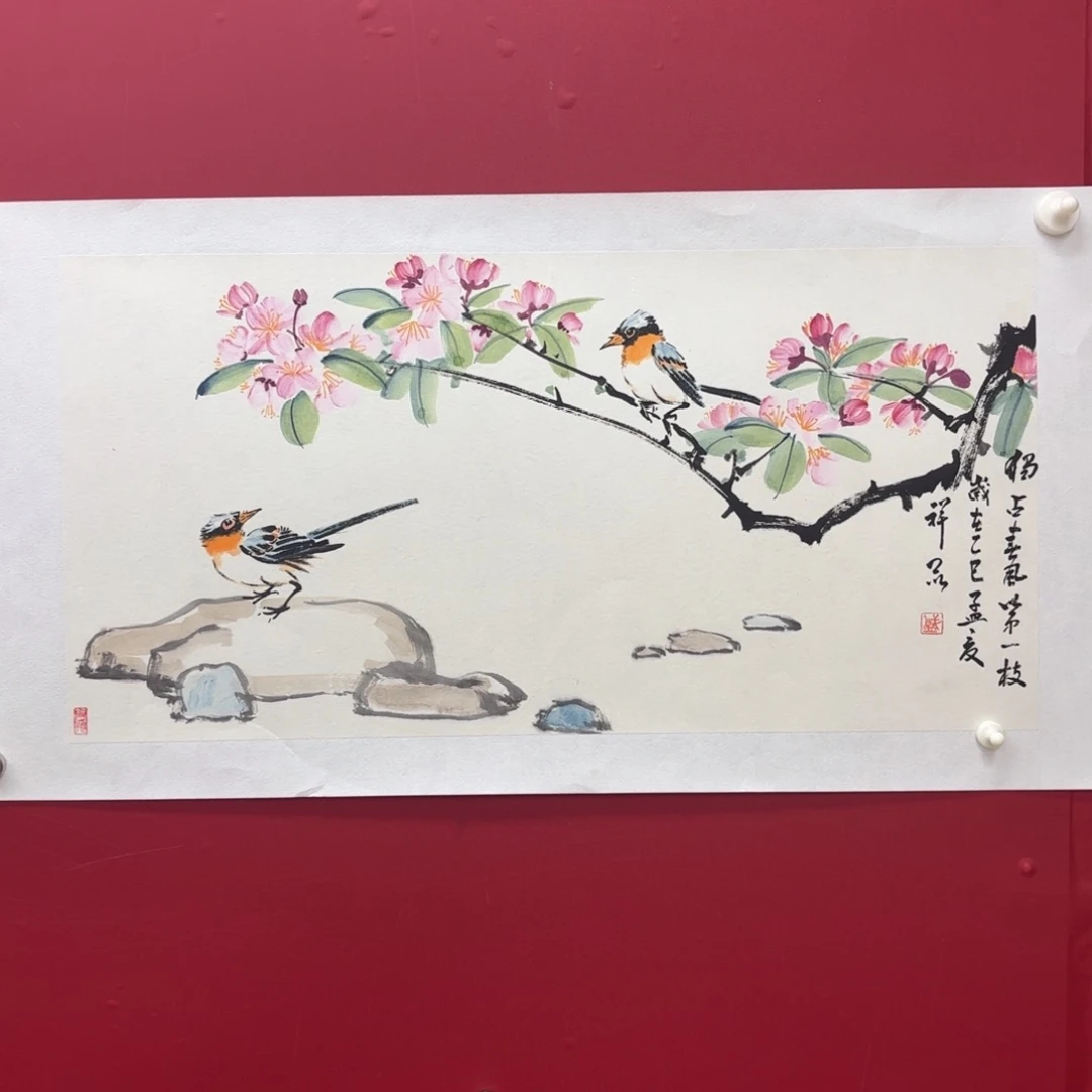 国画盛祥昆手绘海棠图