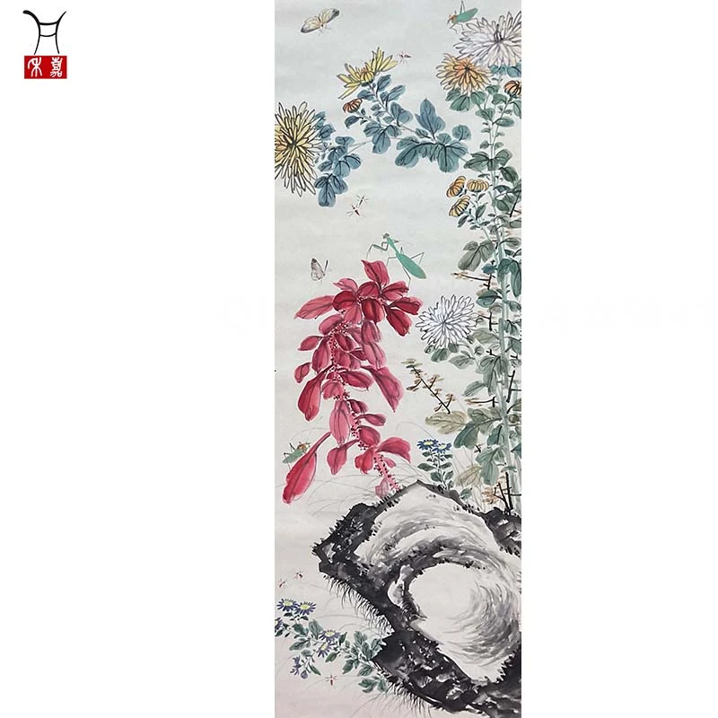 Q1026花卉立轴41x112/4.1平尺