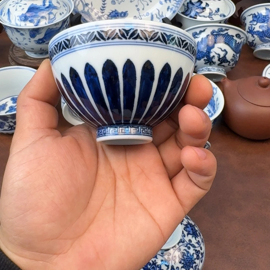 摆件陶菊瓣鸡心手绘