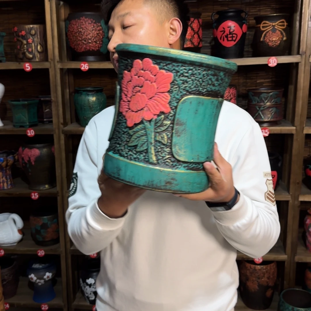 带孔高端浮雕花盆炸炸炸