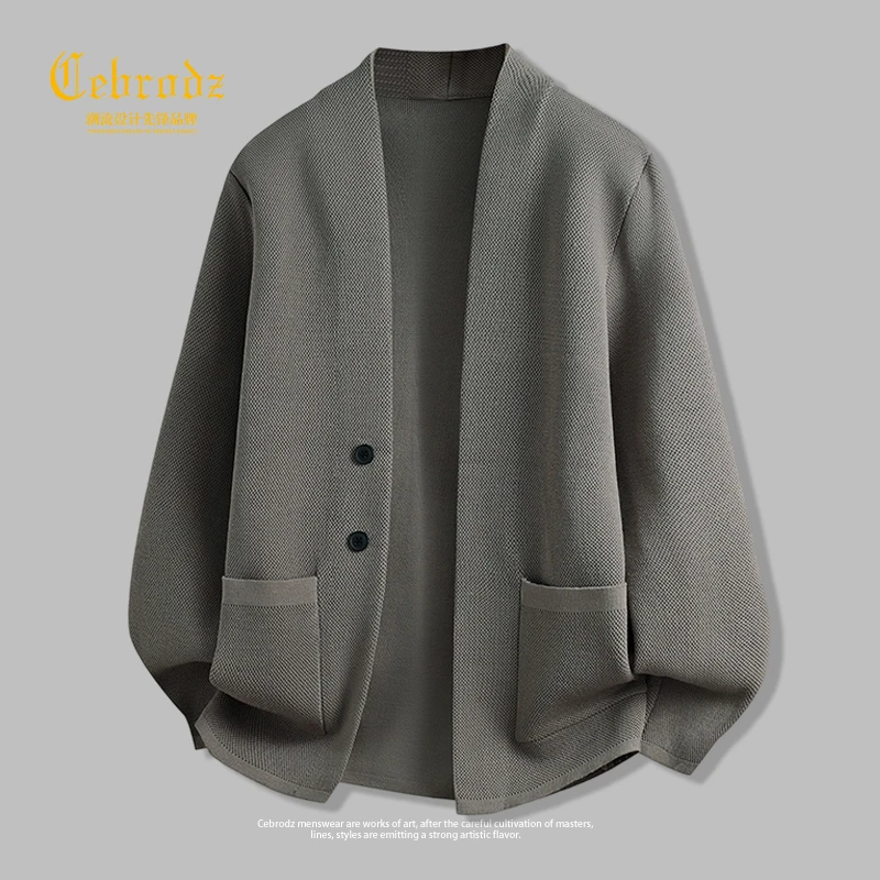 法国Cebrodz秋季新款立领纽扣高级感定织开衫休闲舒适毛衣针织衫