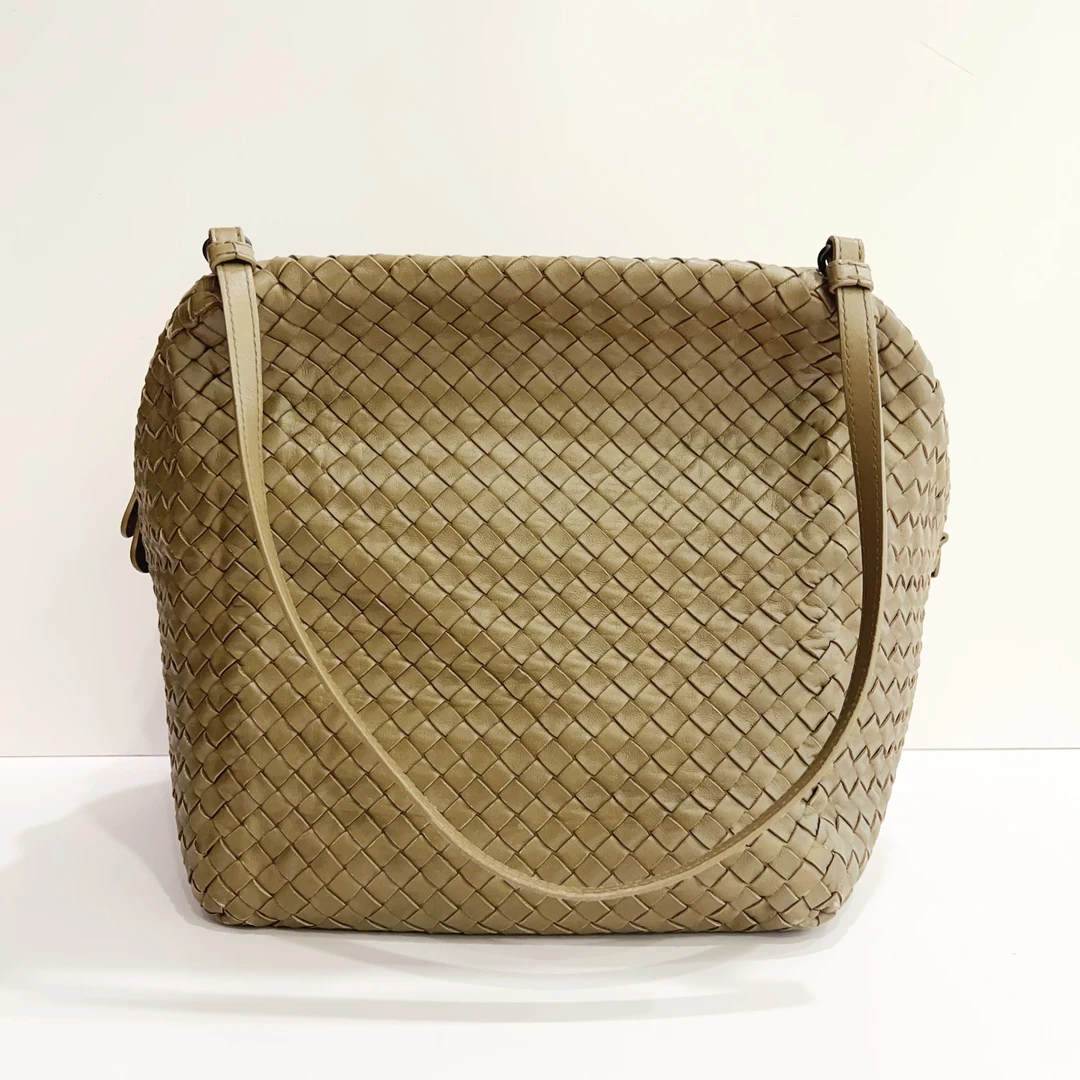 95新 BOTTEGA VENETA/葆蝶家 蓝总专场 卡其色编织 骰子包
