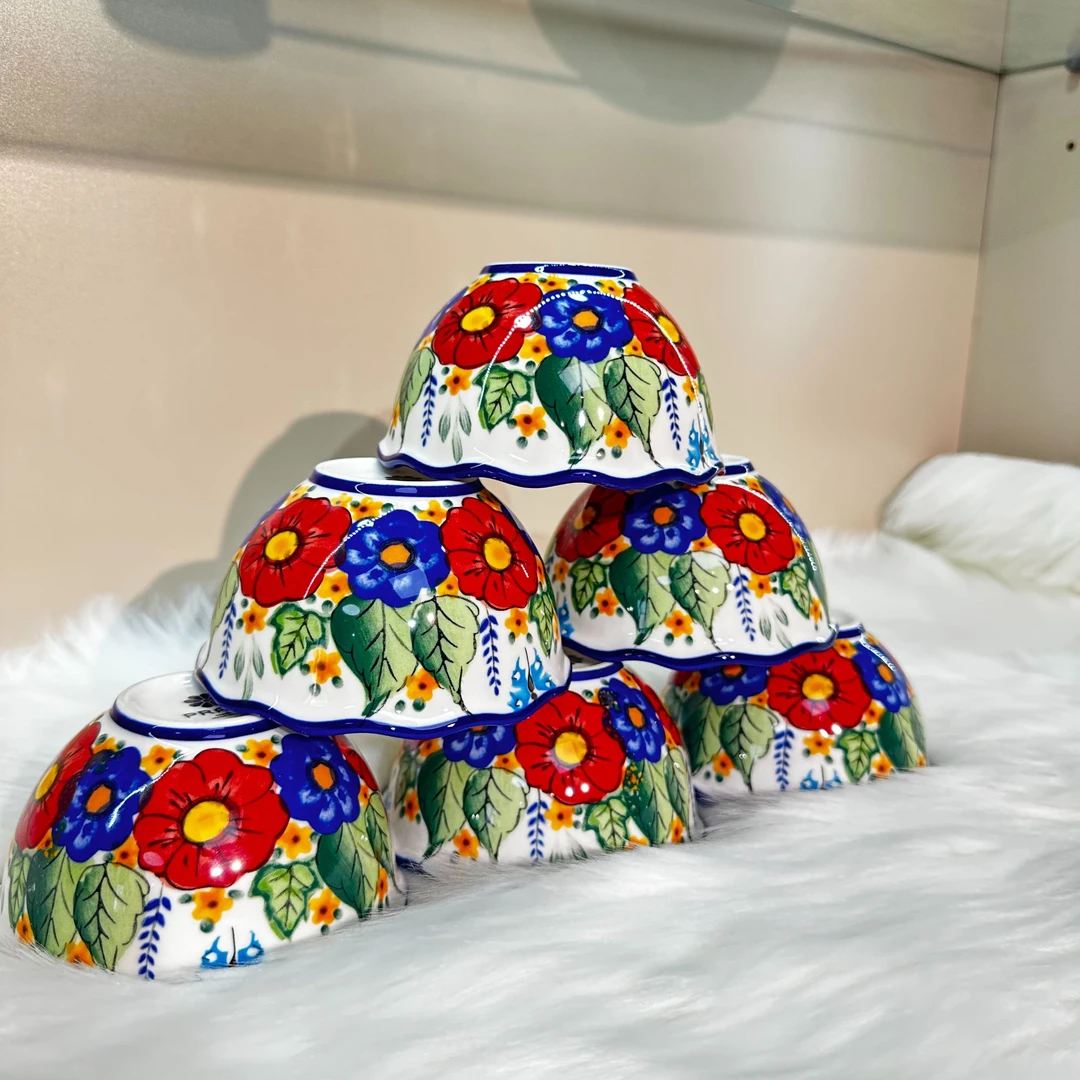 【红凤尾】新疆包邮家用陶瓷手工釉下彩4.5英寸茶碗