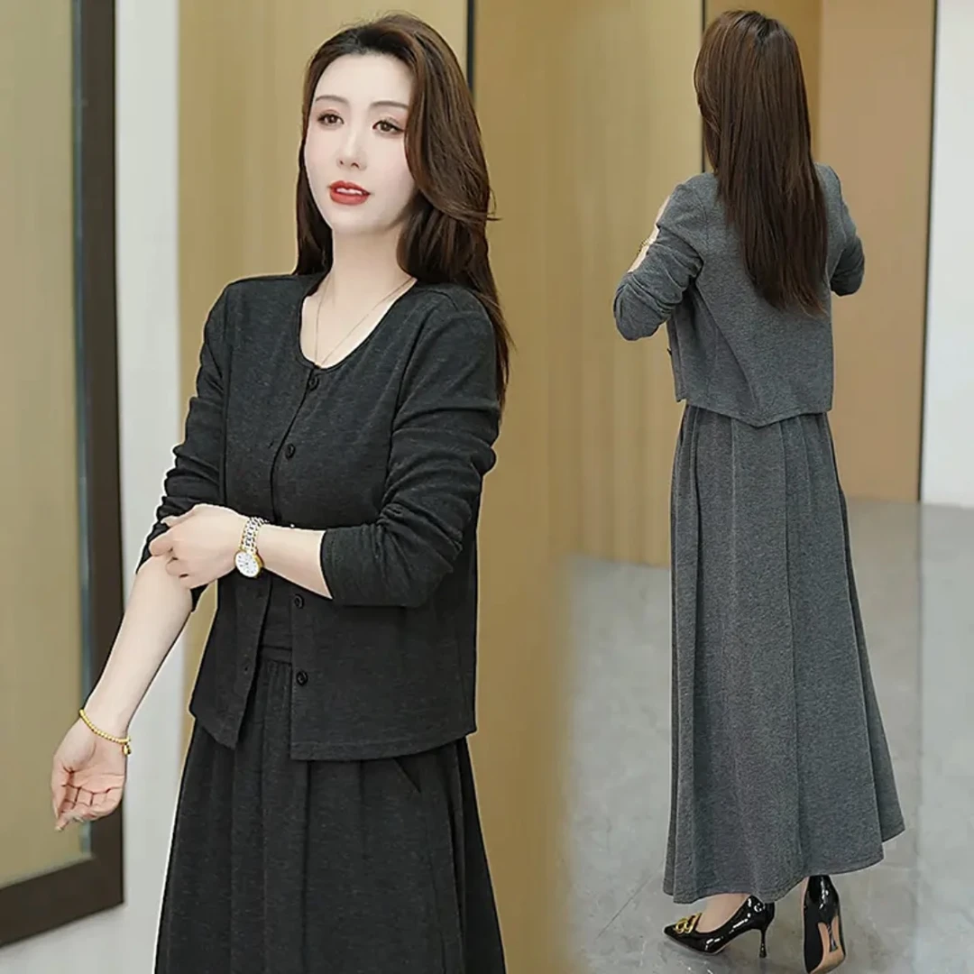 2025早秋新款套装裙女高级感韩系时气针织开衫吊带半裙三件套XC
