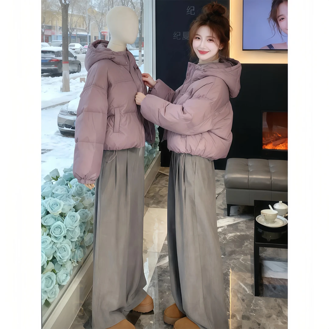 霖优【慢调生活】今年流行爆款超好看小个子连帽棉服冬季短款面包服