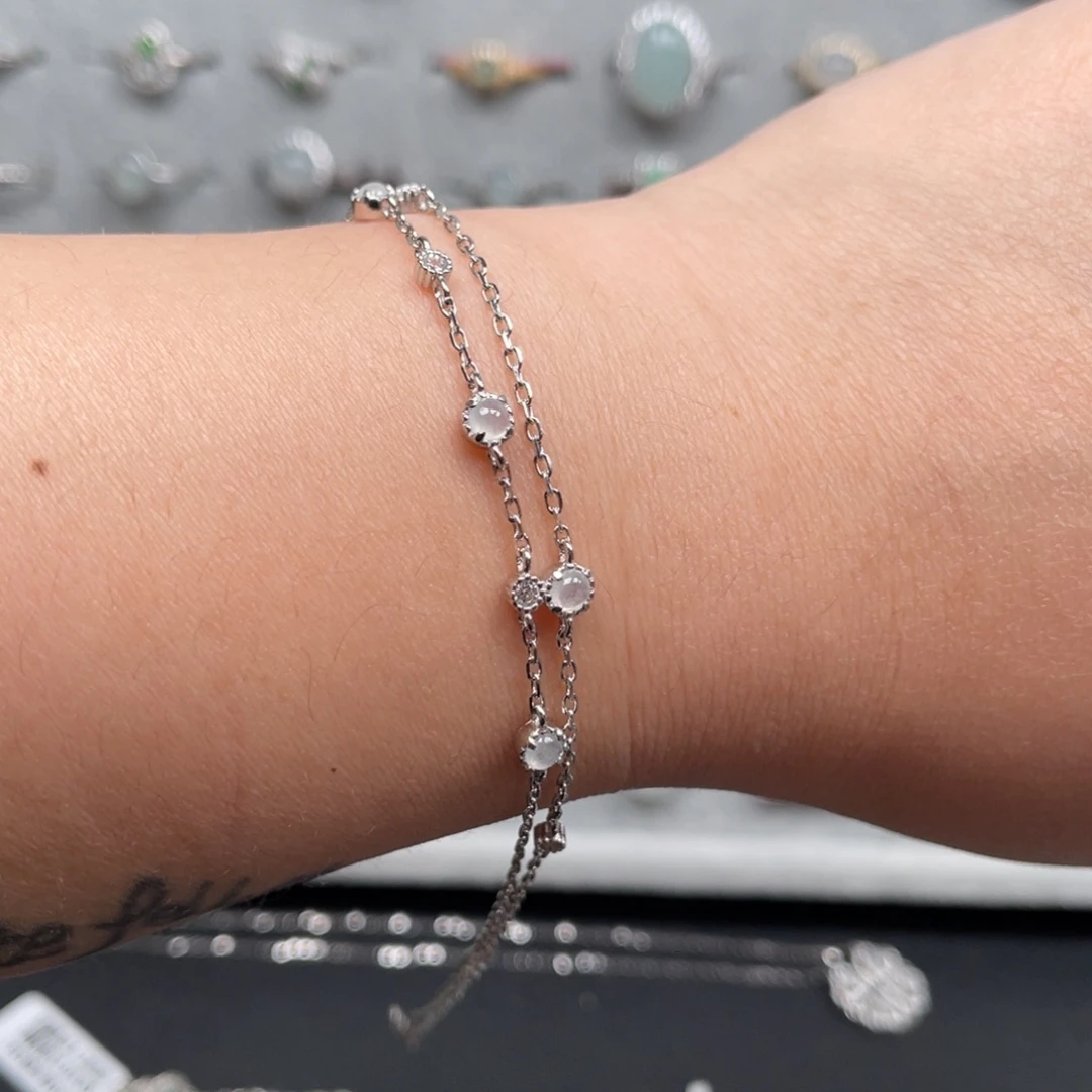 翡翠戒指银S925镶嵌手链