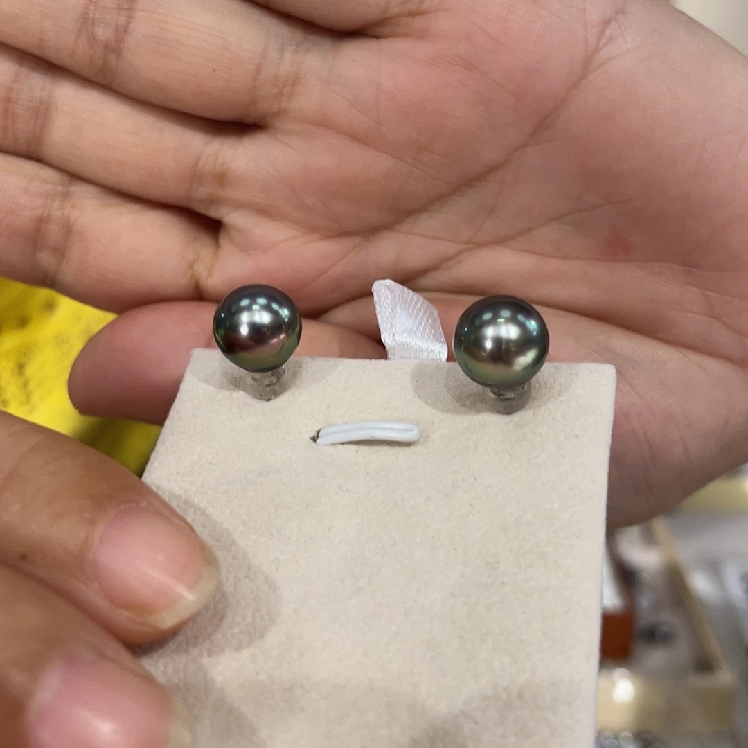 海水珍珠银S925镶嵌耳饰