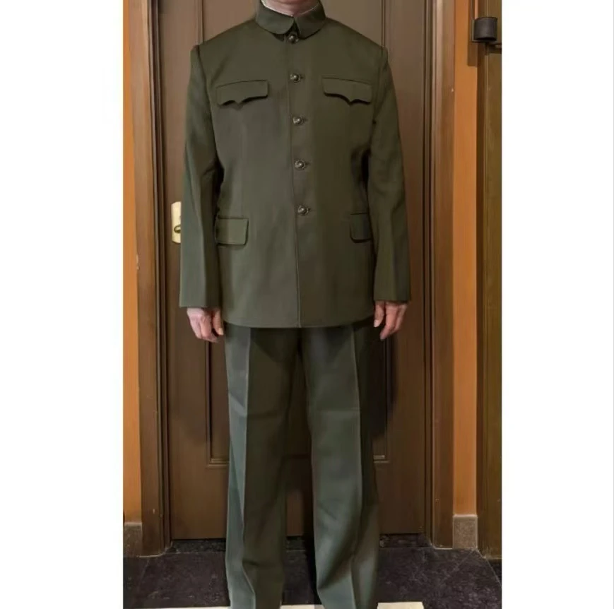 胶木扣马裤尼中山装套装