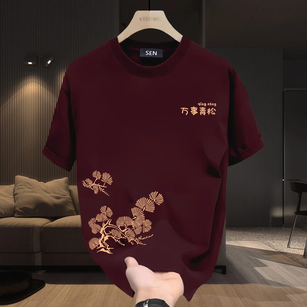 休闲纯棉男士短袖T恤夏季新款国潮风原创印花宽松百搭圆领上衣