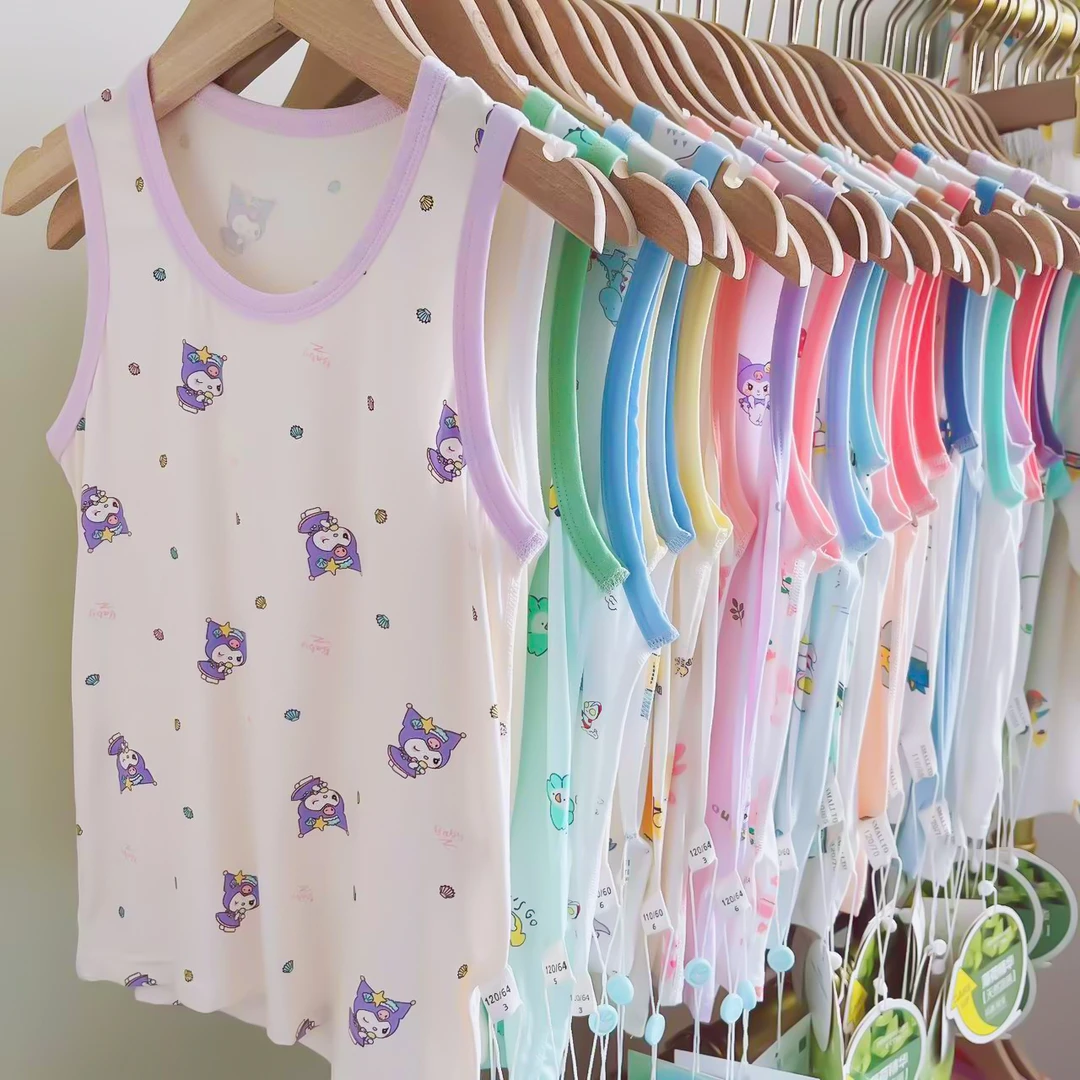 背心❤莫代尔无骨男孩女孩背心无袖睡衣儿童莫代尔睡衣