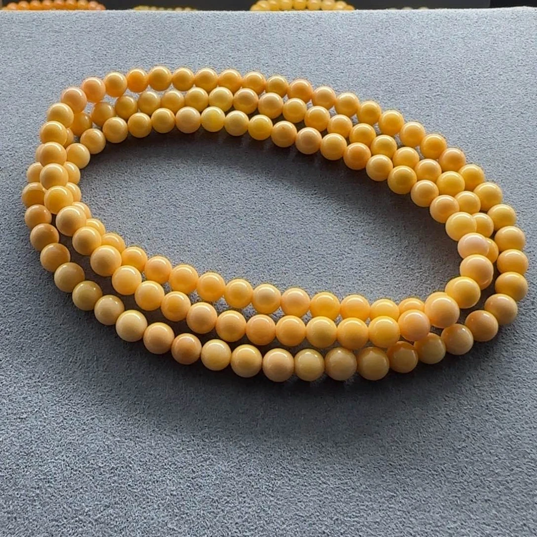 石英质玉（缅黄）手串未镶嵌猫*