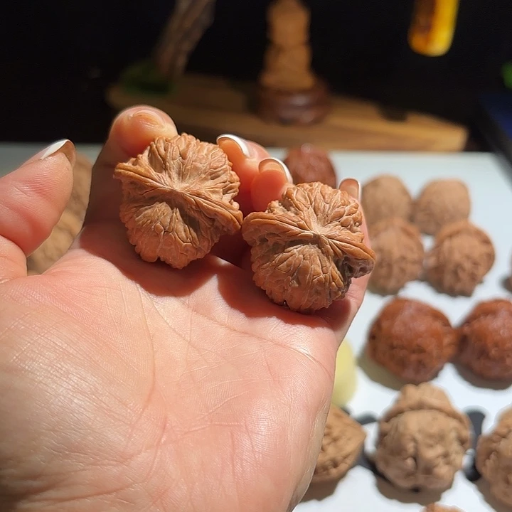 核桃文玩核桃磨盘一对