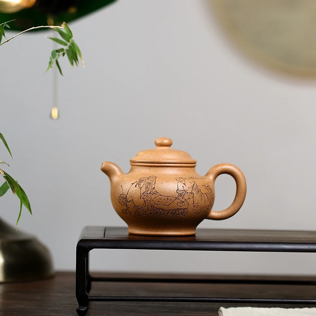 掇只300毫升左右五彩黄金段宜兴紫砂壶