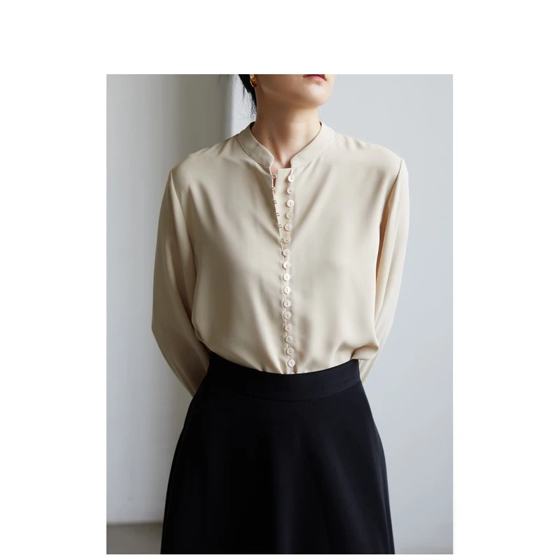 洋气优雅多扣衬衫女2025年秋季新款设计感百搭长袖休闲宽松上衣