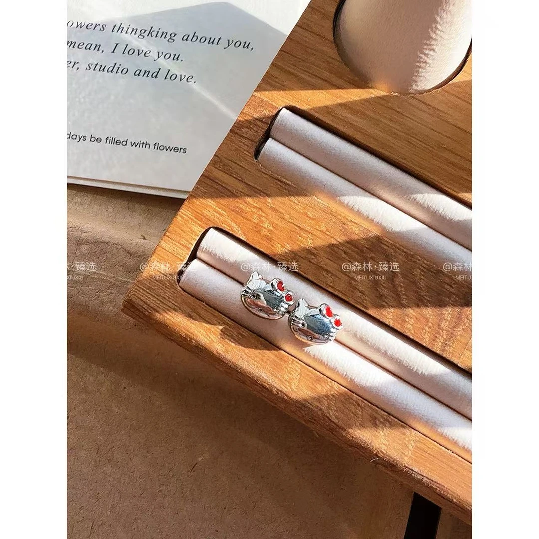 合金耳饰 铜合金Y-867【Hello Kitty耳钉红蝴蝶结耳饰】