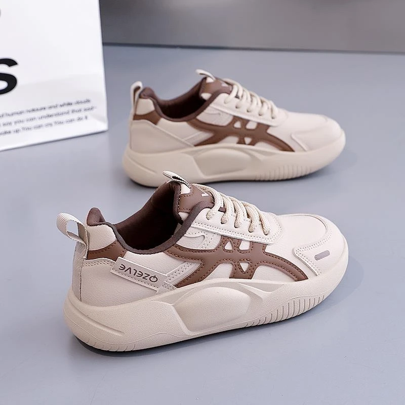 踩屎感皮面防水运动鞋女士2025年新款秋季软底休闲鞋防滑旅游鞋子