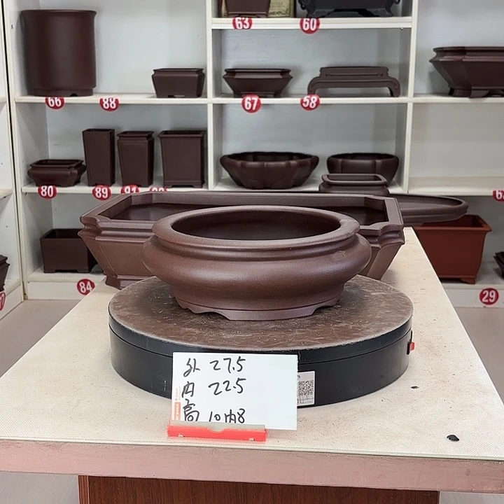 紫砂花盆束口圆盆