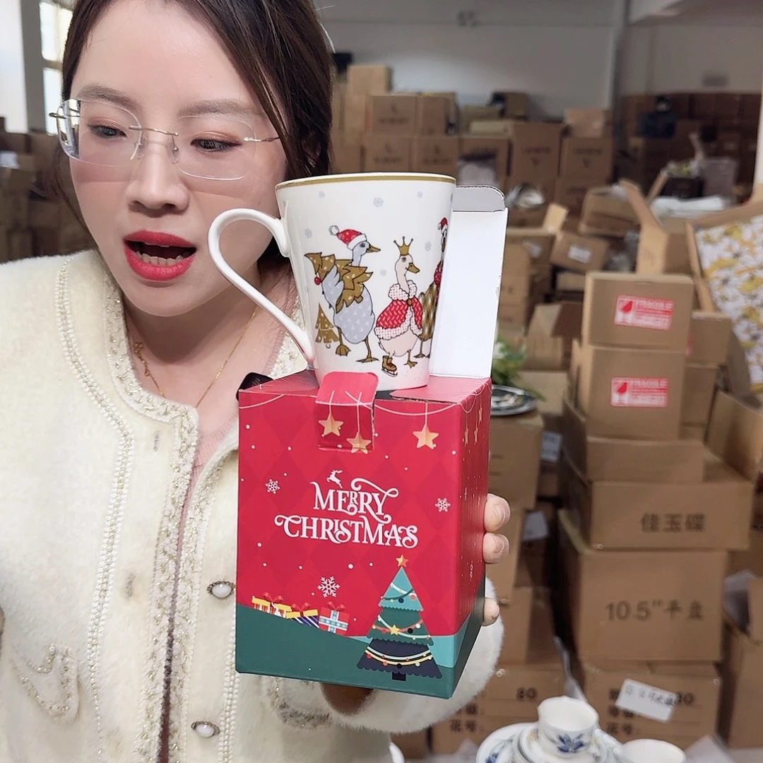 骨瓷马克杯400ml一只外贸尾单➕礼盒