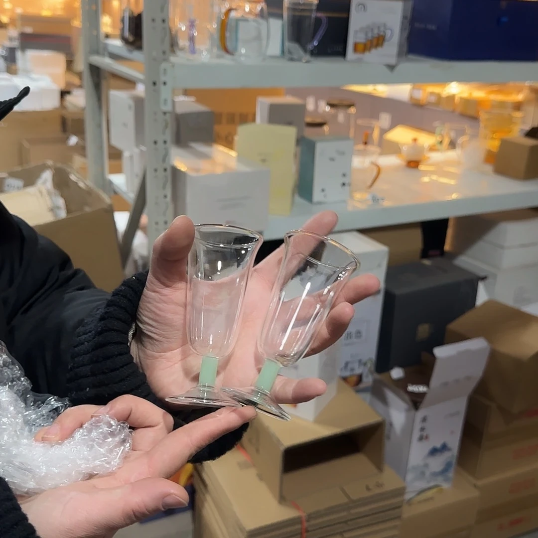 665高硼硅玻璃主人杯两只浅玉