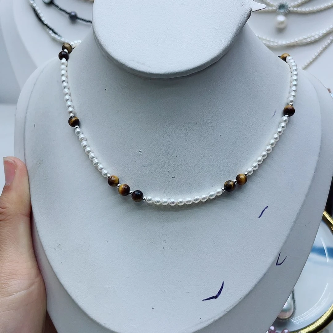 颈饰银S925镶嵌淡水珍珠