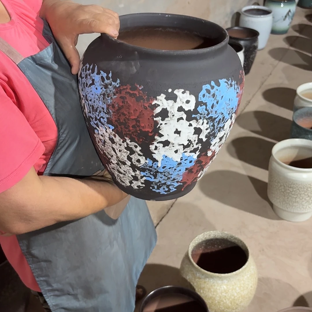 紫砂花盆口20高31