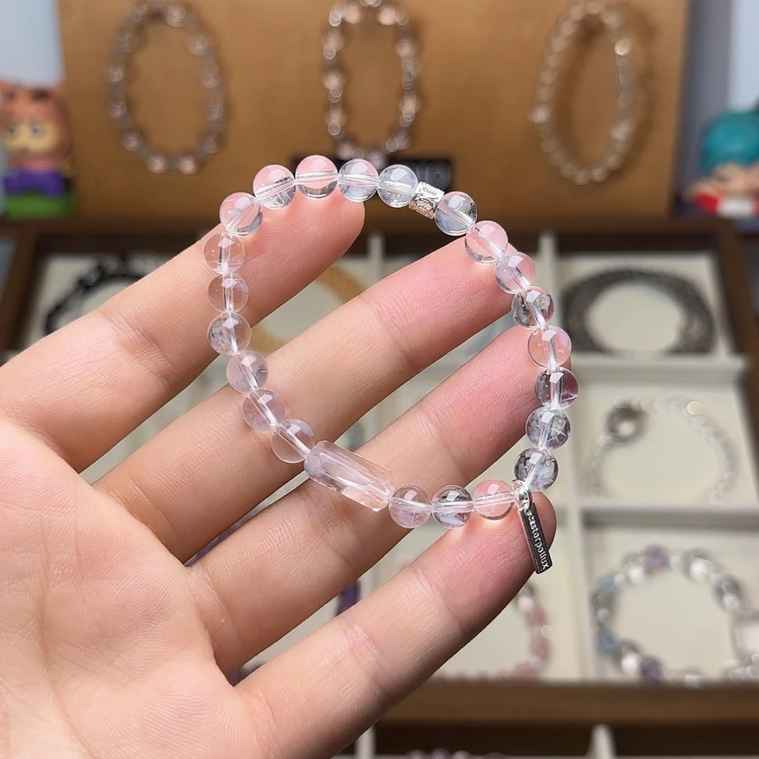 水晶手链银S925镶嵌蓝针