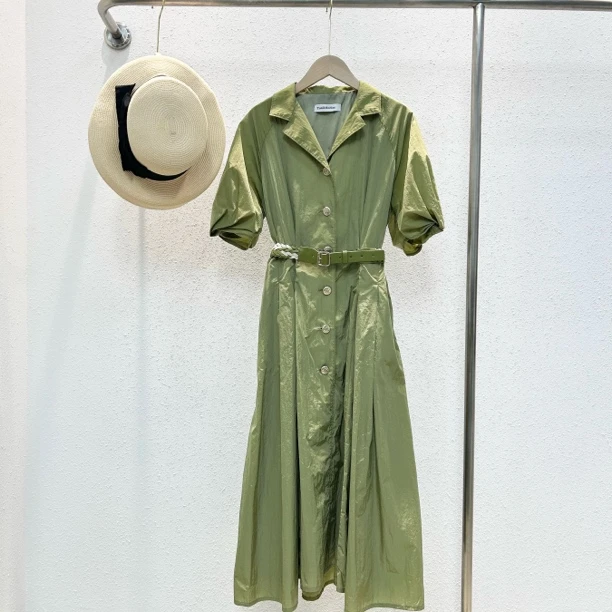 夏款女士修身气质腰带编织连衣裙