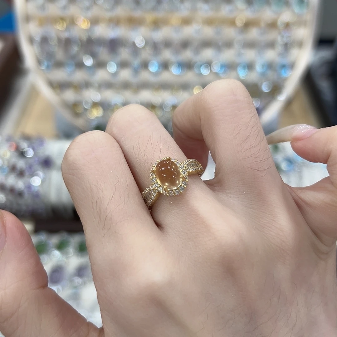 小***音银S925镶嵌黄晶戒指