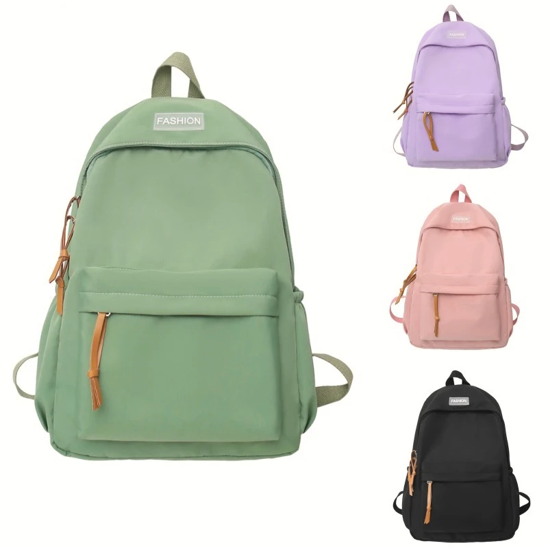 新款时尚潮流纯色双肩包韩版初高中大学生书包休闲旅行大容量背包