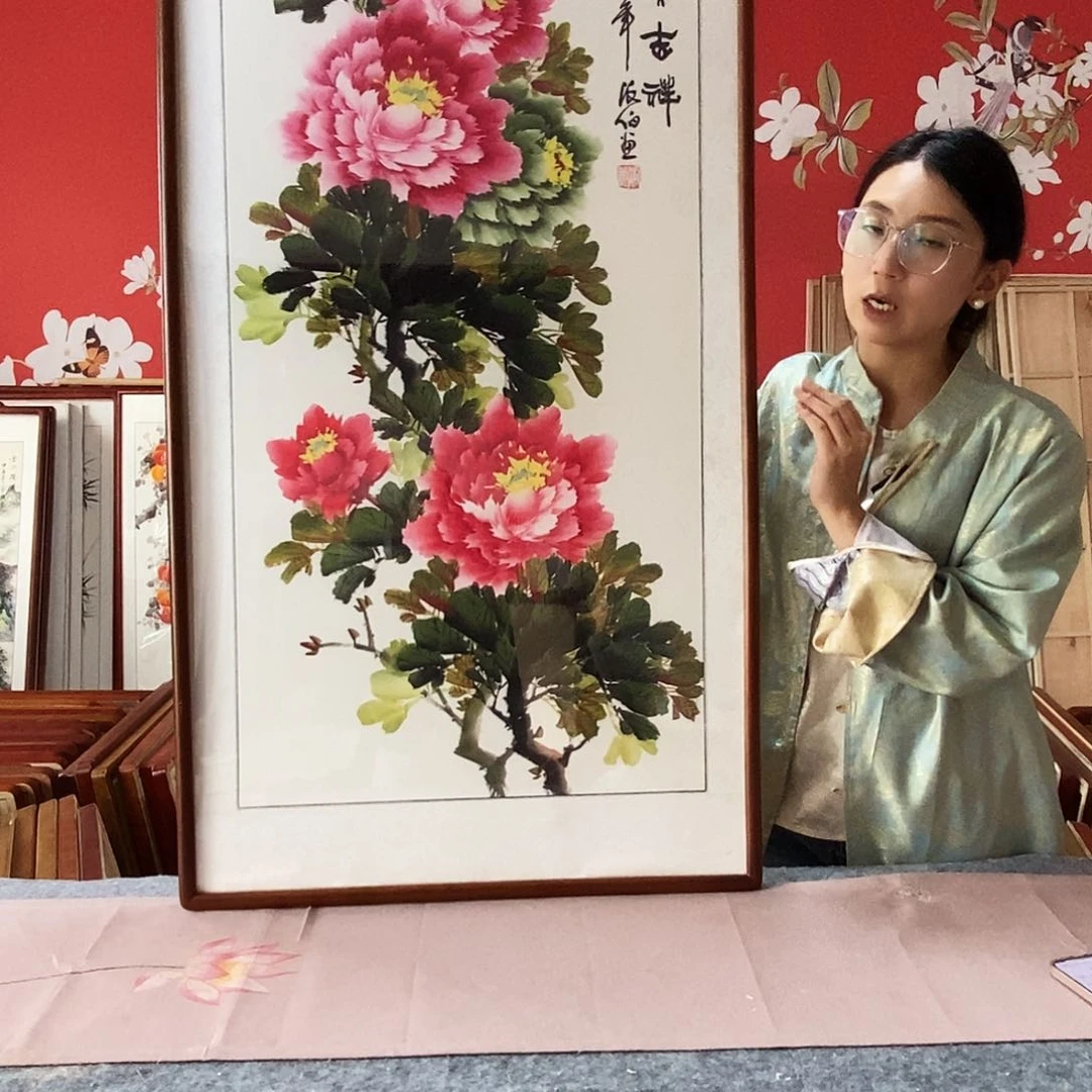 国画手写手绘带框包邮62✖️123国画作品