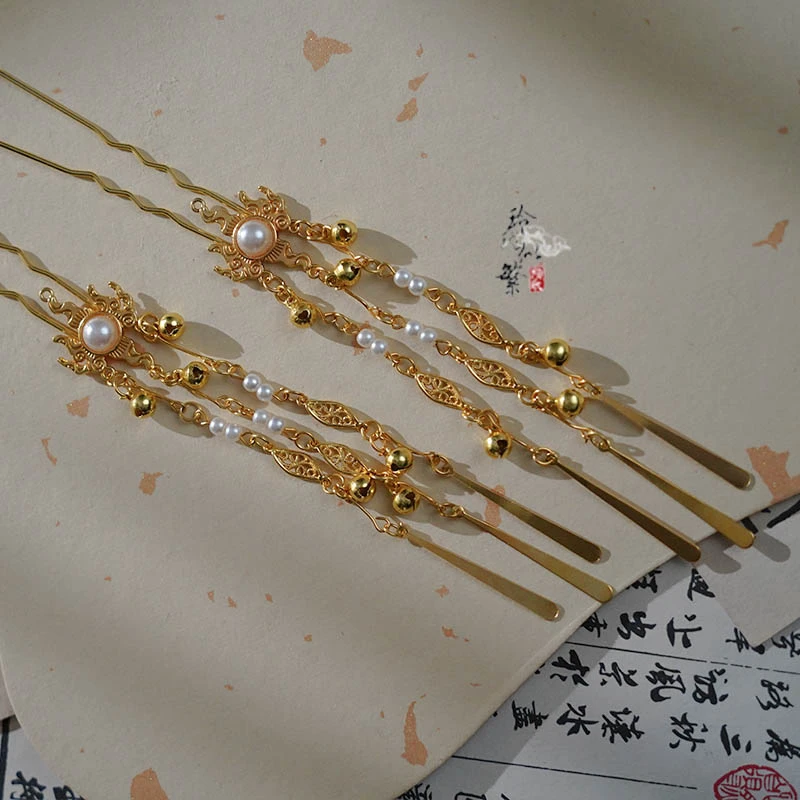 依萝烟古风点缀铃铛华丽掩鬓流苏发钗汉服配饰品古风旗袍发簪子