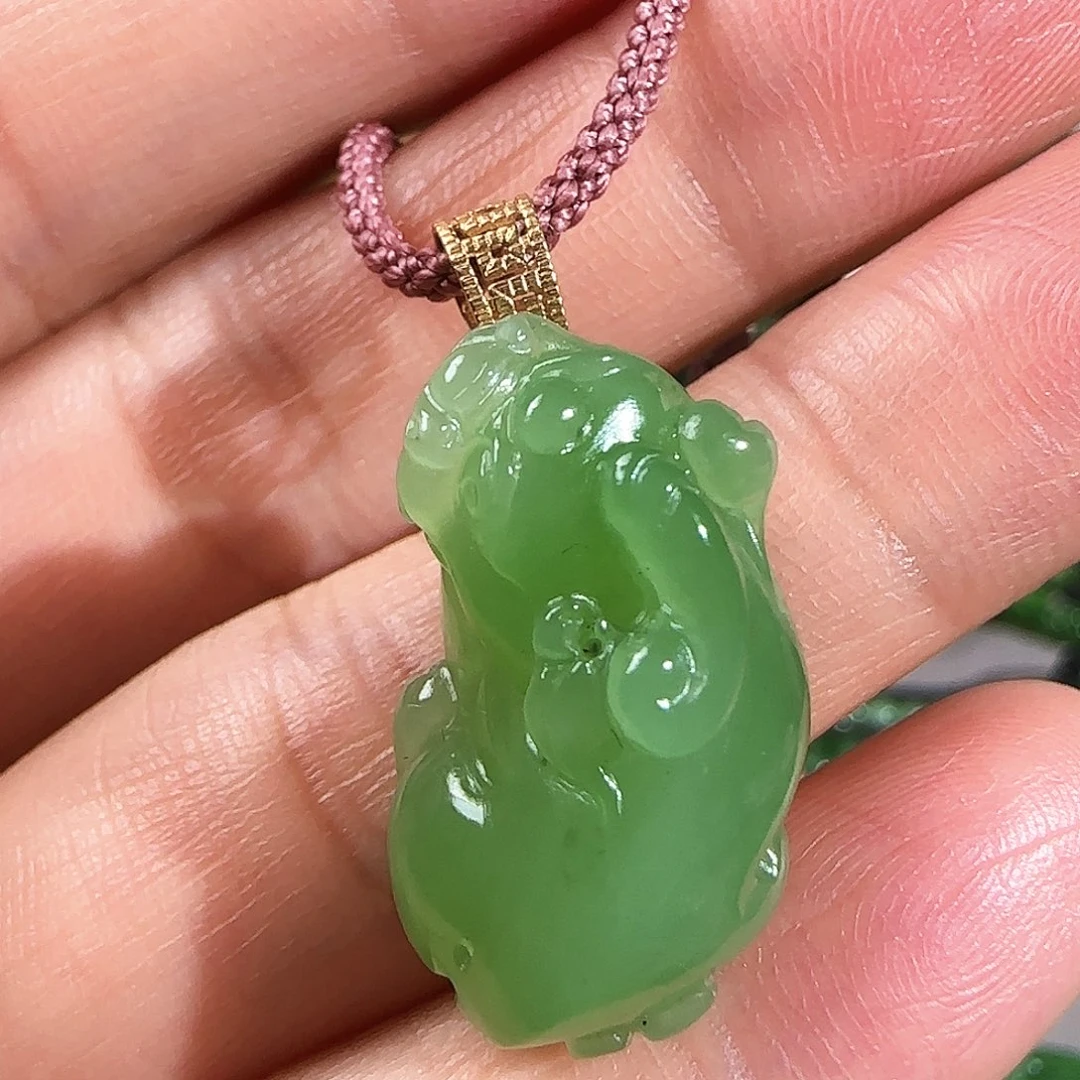 和田玉（碧玉）颈饰18K金镶嵌
