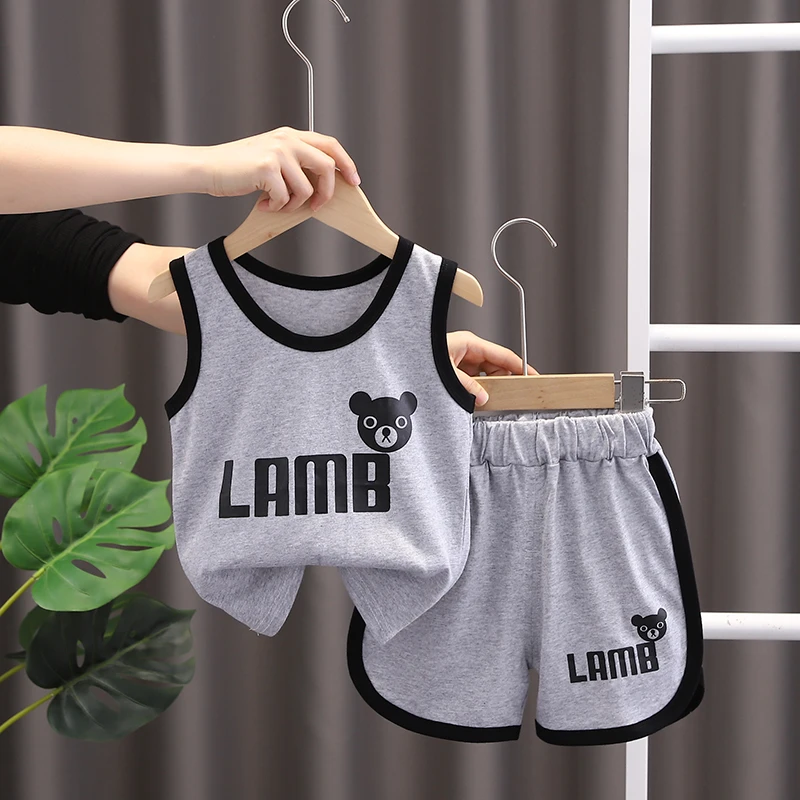 童装男童夏装背心套装纯棉2025新款儿童夏季网红宝宝无袖短裤小童