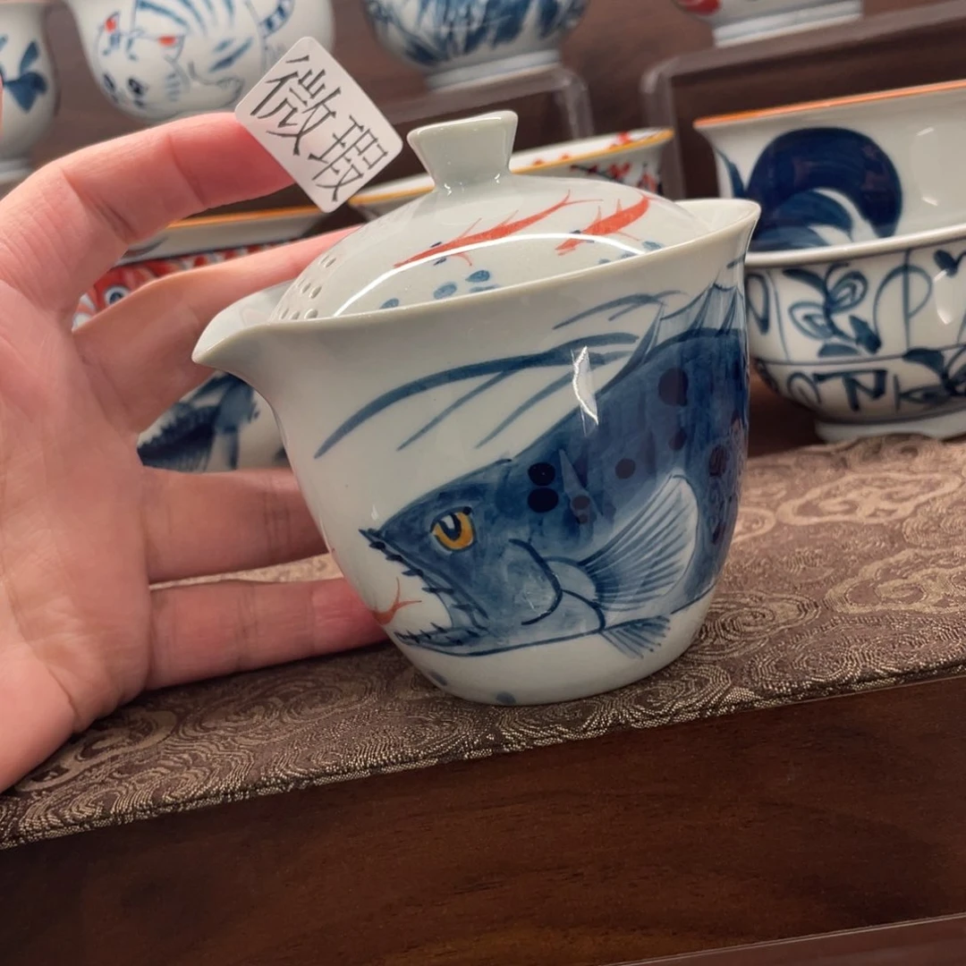 釉下手绘茶具微瑕