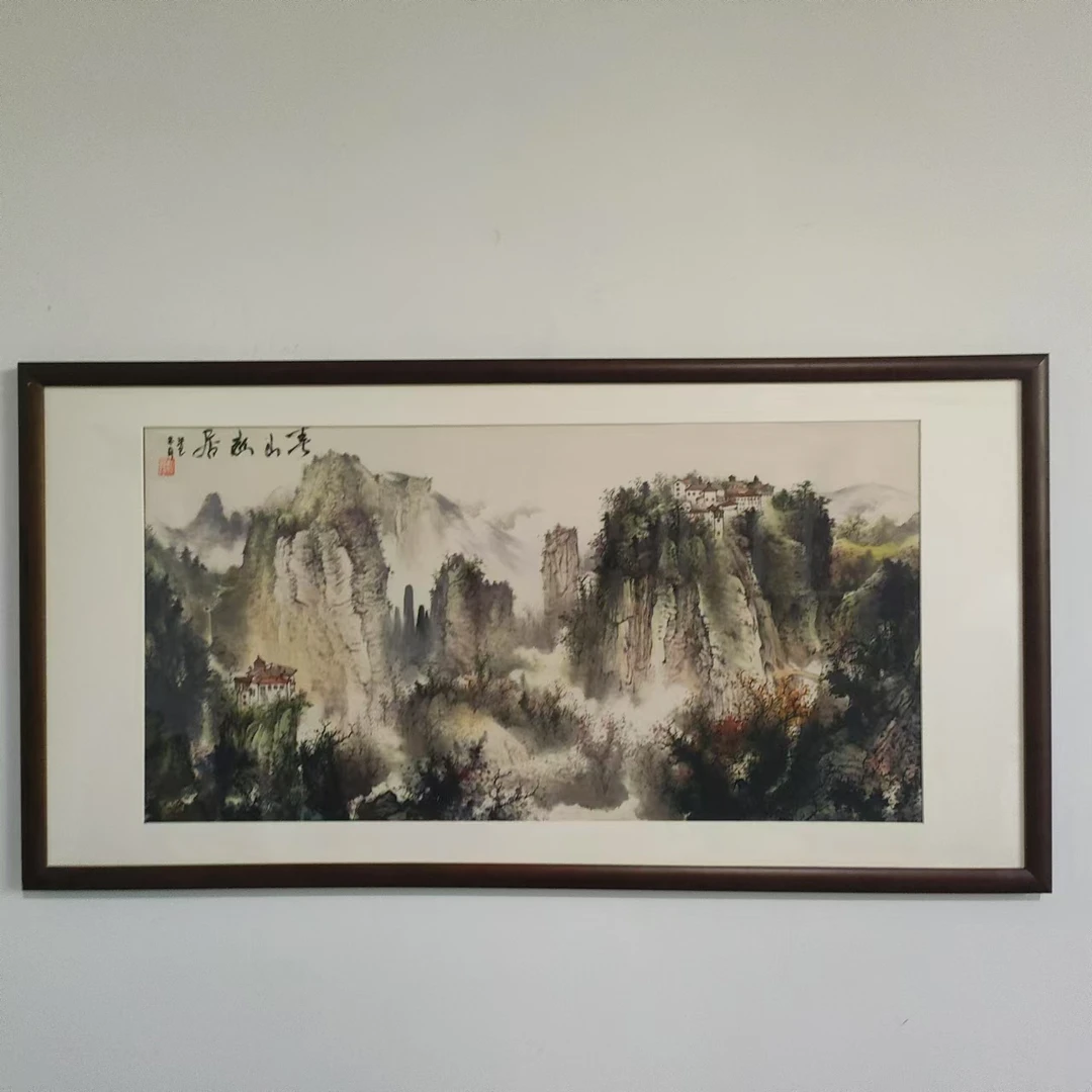 【010】120*60青山幽居图纯实木框餐厅茶室书房家居装饰挂墙画