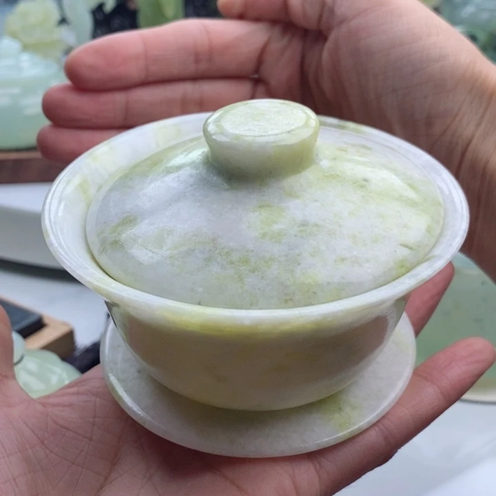 岫玉四大名玉盖碗未镶嵌