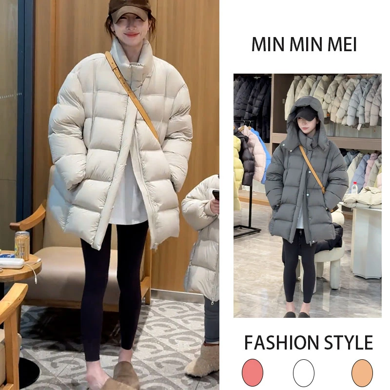 冬装时尚百搭小个子保暖高级感洋气减龄加厚连帽棉服鲨鱼裤两件套