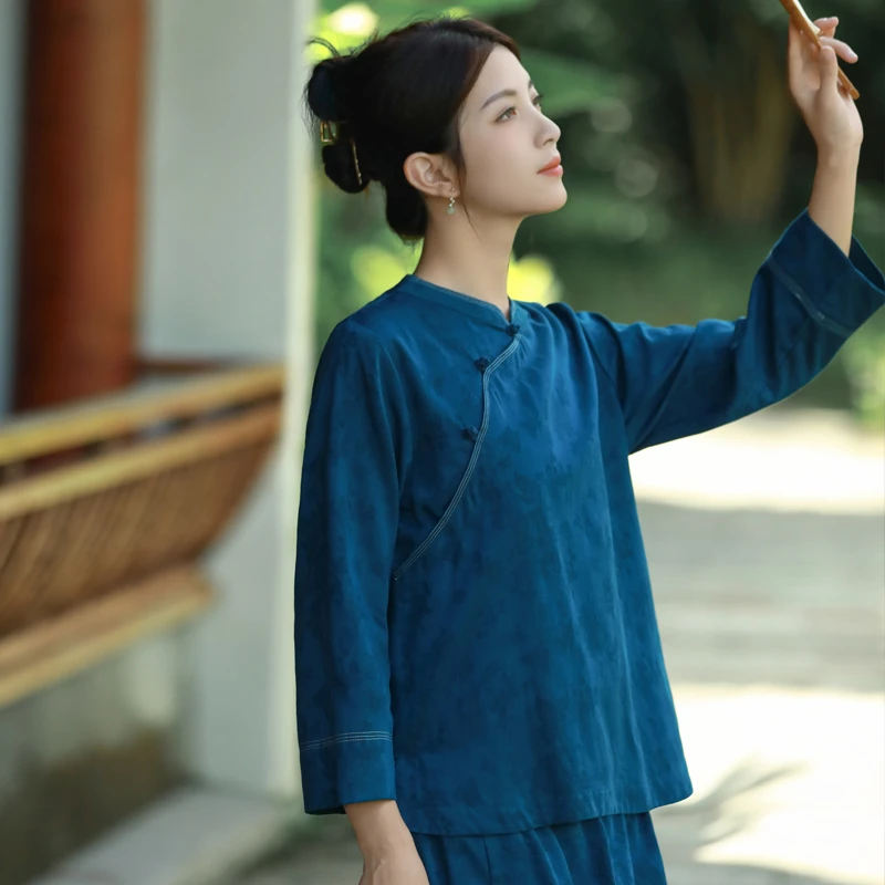 二喜2025早春茶服女禅意文艺中国风改良旗袍新中式上衣民国风女装