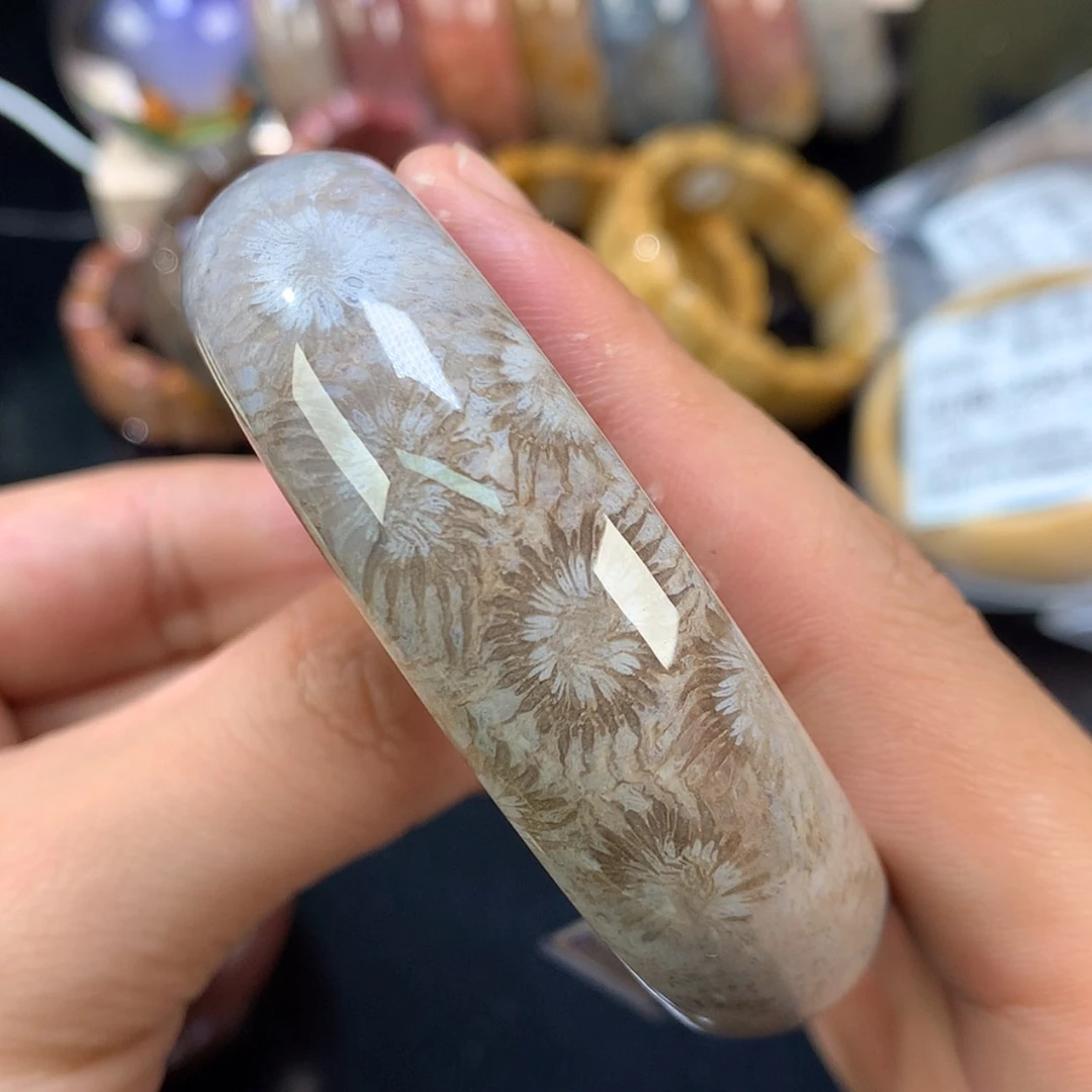 【闪购商品】颈饰未镶嵌硅化珊瑚（珊瑚玉）57号58.6圈黑大花