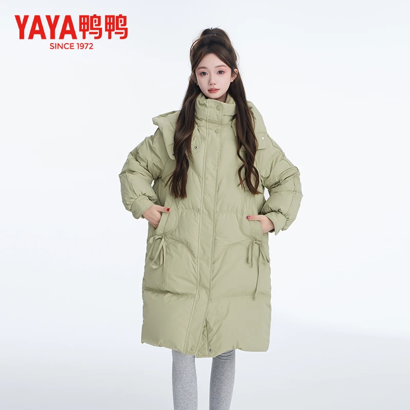 YAYA/鸭鸭羽绒服时尚宽松连帽中长款保暖YE4B604311A