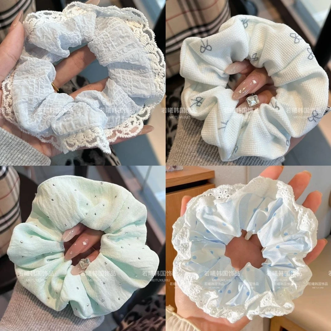 海盐芝士~蓝温柔蝴蝶结大肠发圈日韩ins新款甜美仙女气质清新发绳