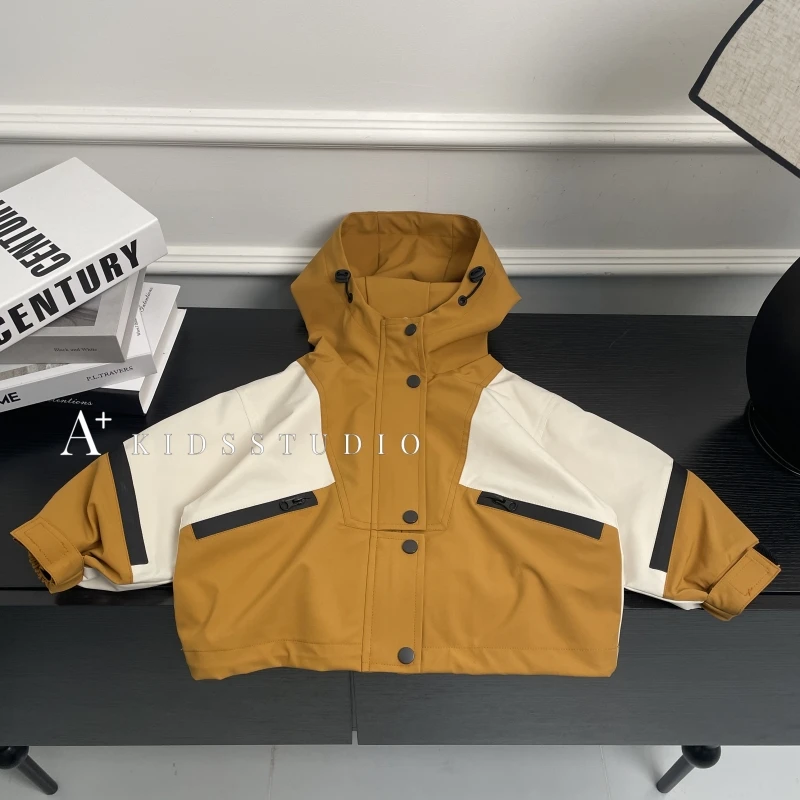 【文文妈】2025拼色儿童外套风衣运动中童休闲韩版春秋时韩系风